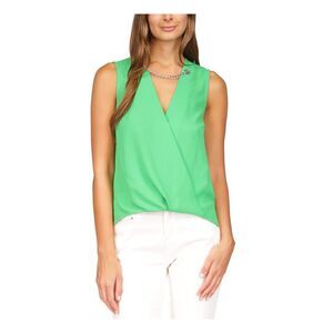 MICHAEL MICHAEL KORS Womens Green Chain Vented Hem Sleeveless Top XS